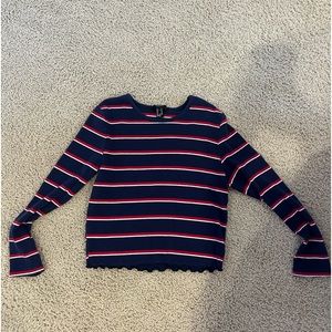 forever 21 blue, red, and white striped long-sleeve shirt size : medium